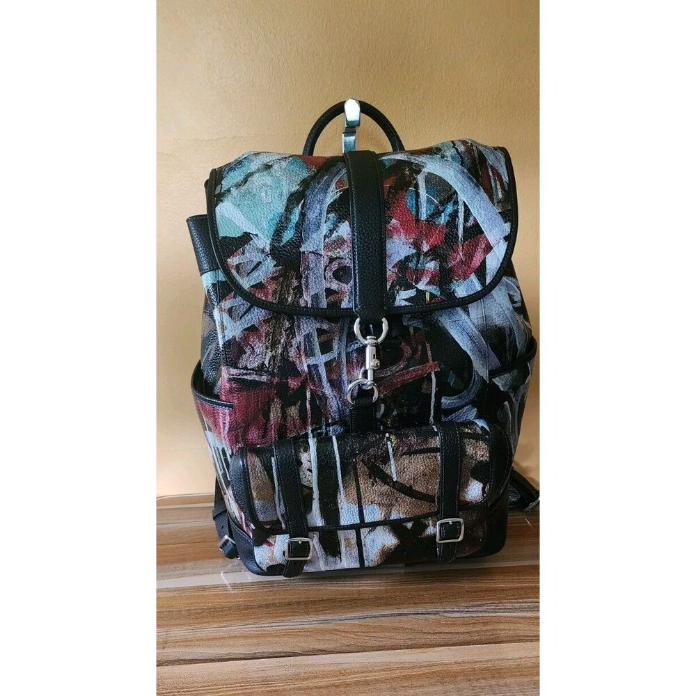 COACH MINT + SERF CARRIAGE BACKPACK Black Multicolor Graffiti Unisex CD676 NWT
